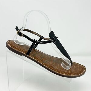 Sam Edelman Gigi Black Faux Leather Thong Sandals Size 10.5 Casual Summer